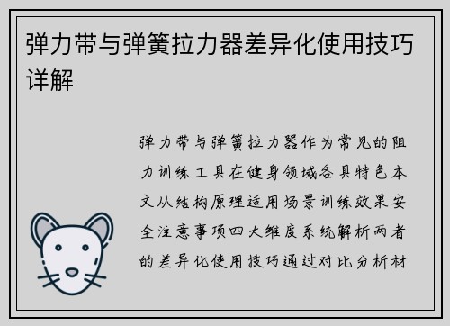 弹力带与弹簧拉力器差异化使用技巧详解